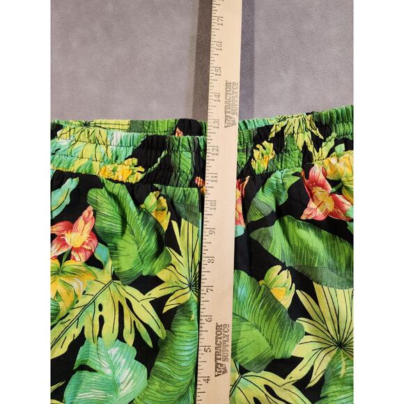 Nicole Miller Wide Leg Pants Womens Size Medium Green Tropical Floral Cropped - Picture 7 of 12
